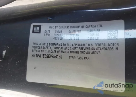 2014 Chevrolet Camaro 2Ls z USA, uszkodzony, nr VIN 2G1FA1E39E9254120